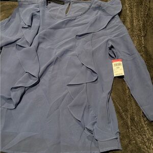 Elegant Blue Ruffled Women's Top